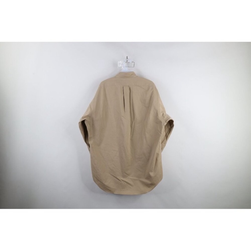 Ralph Lauren Vintage Khaki Tan Button Down Mens Shirt Cotton XL Polo 90s - Picture 2 of 6